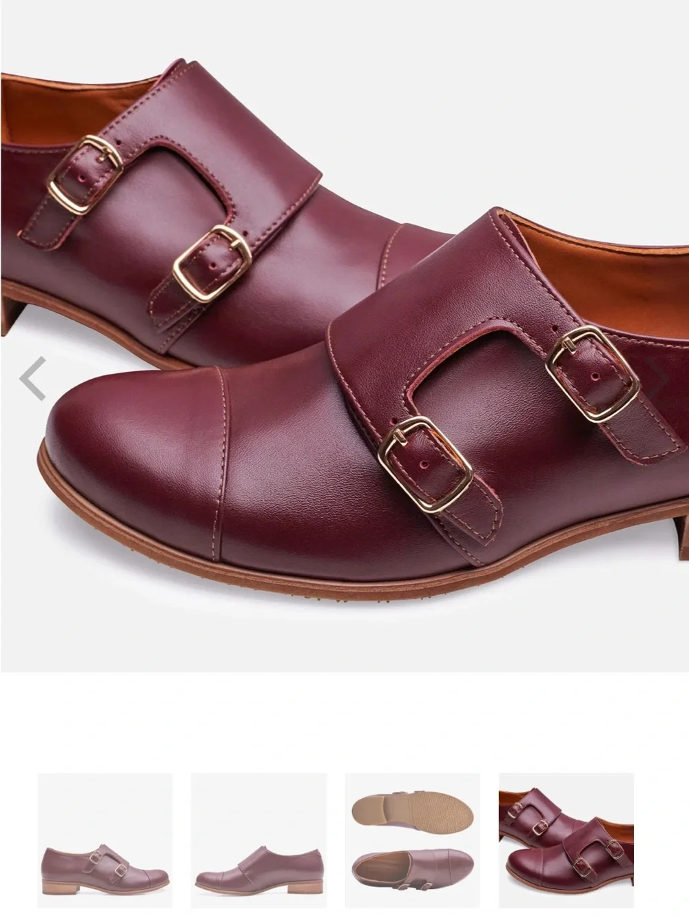 Julia Bo burgundy double buckle loafers “Baron Monk”